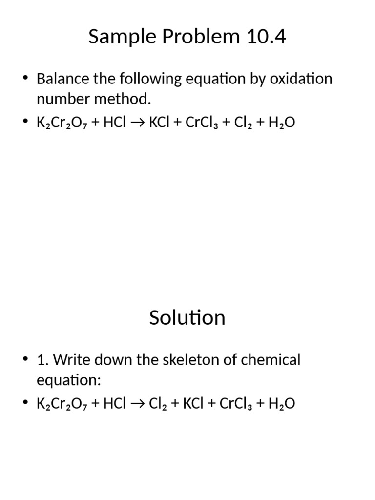 Balance Equation Complete Problem 10 4 | PDF