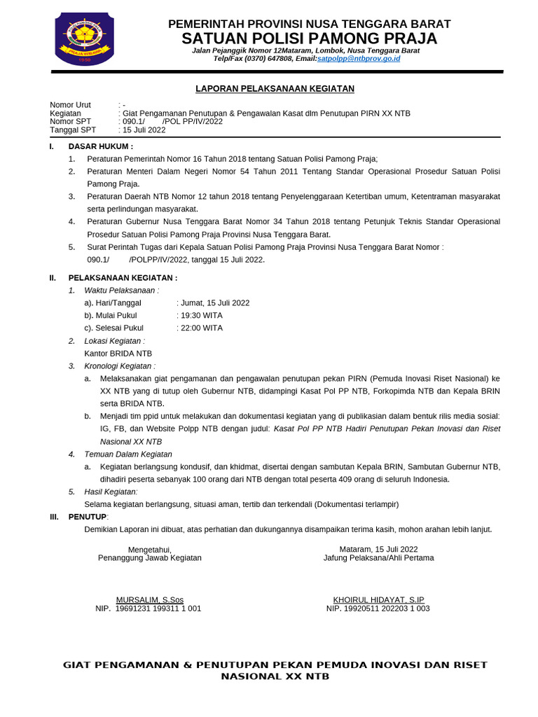 Lap 15-07-2022 Penutupan Pekan PIRN Riset Nasional | PDF