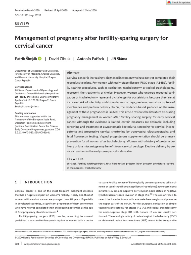 Pregnancy Management Post-Fertility Surgery | PDF | Preterm Birth ...