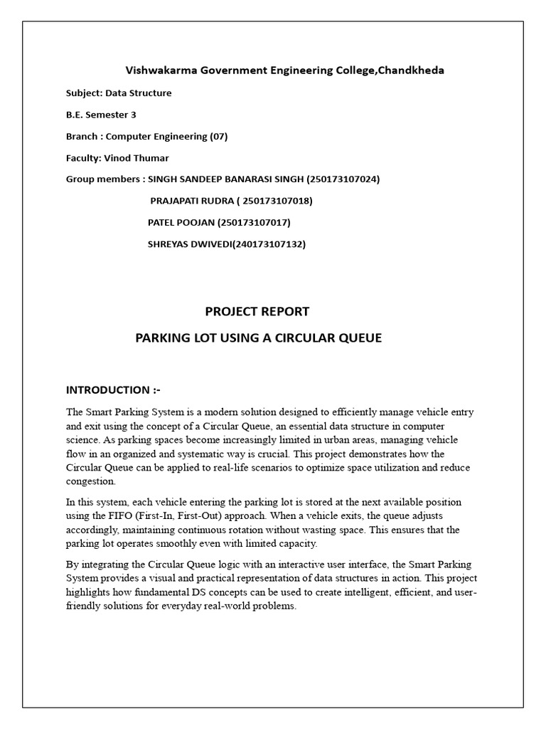 Smart Parking System with Circular Queue | PDF | Queue (Abstract Data ...
