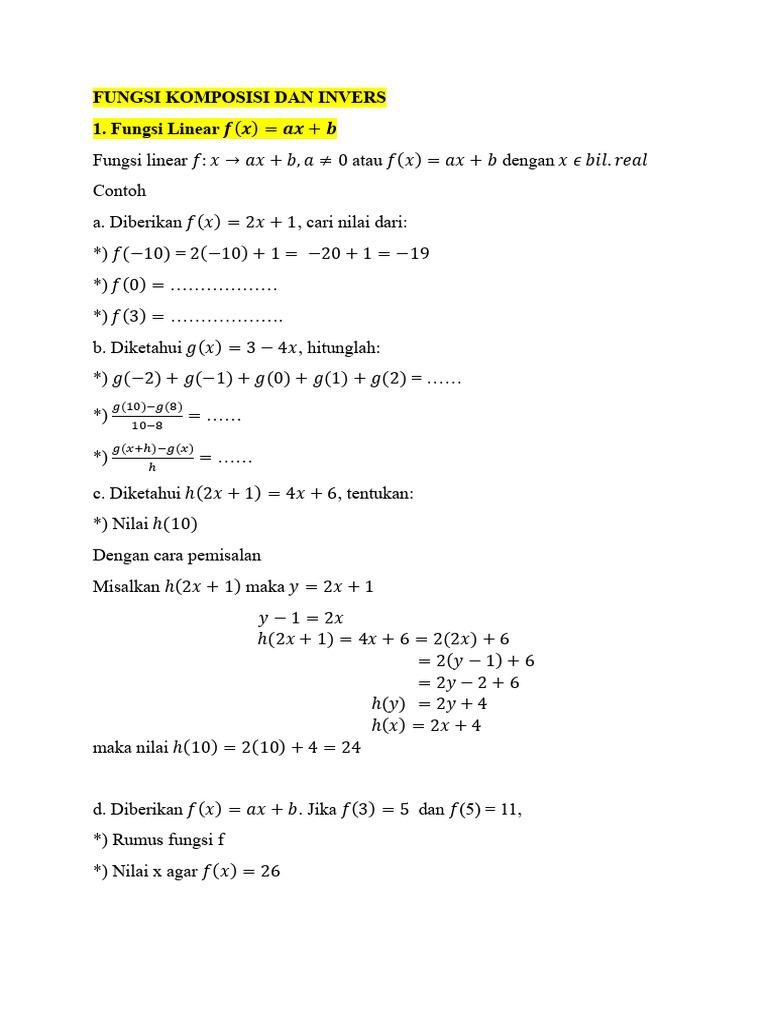 Fungsi Komposisi dan Invers dalam Matematika | PDF