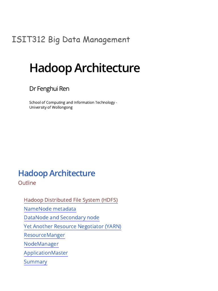 03 Hadoop Architecture | PDF | Apache Hadoop | File System