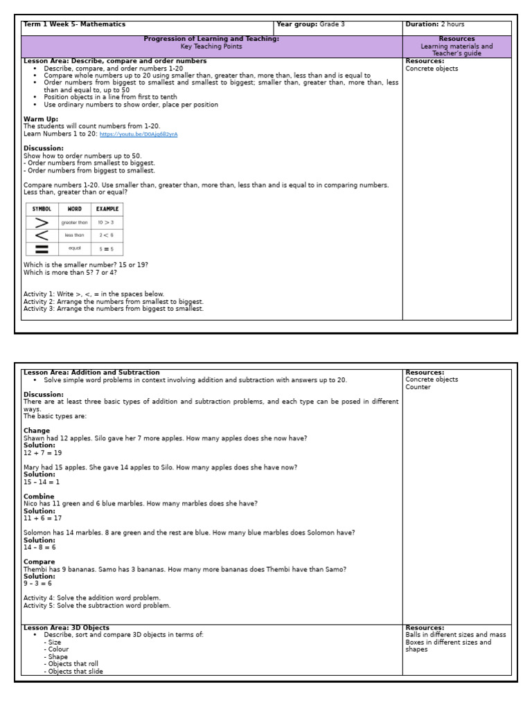 Grade 3 Math: Numbers, Addition, 3D Shapes | PDF | Mathematics