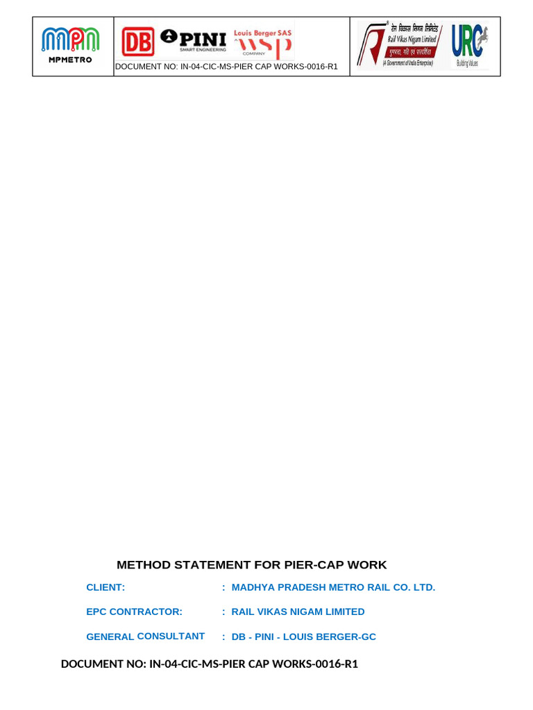 Method Statement for Pier Cap Construction | PDF | Concrete | First Aid