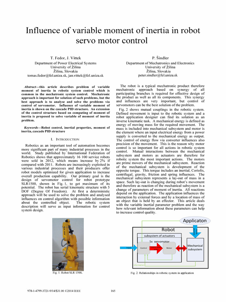 Variable Inertia in Robot Servo Control | PDF | Robotics | Mechatronics