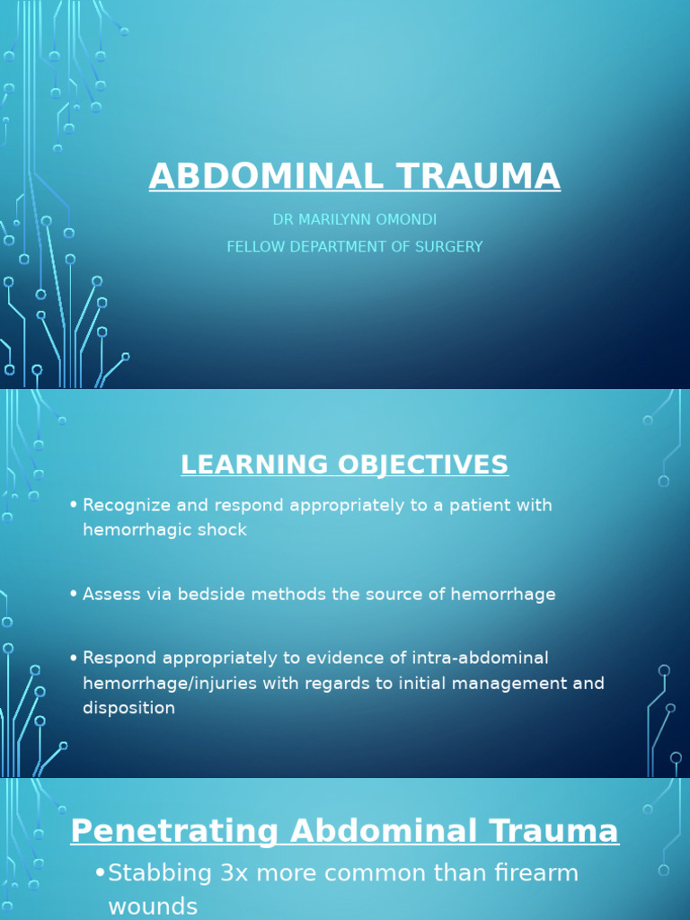 8A. Abdominal Trauma by DR Marilynn Omondi | PDF | Major Trauma ...