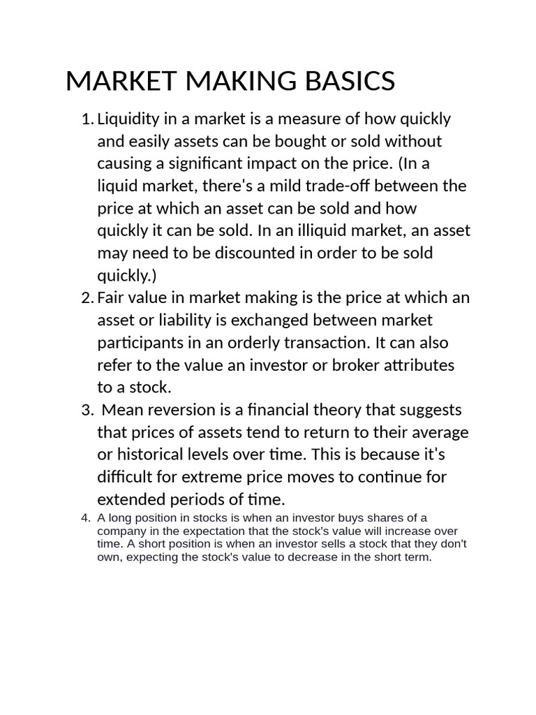 Market Making Basics | PDF