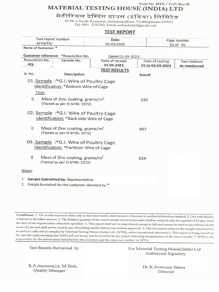 Mass of Zinc Coating Report | PDF