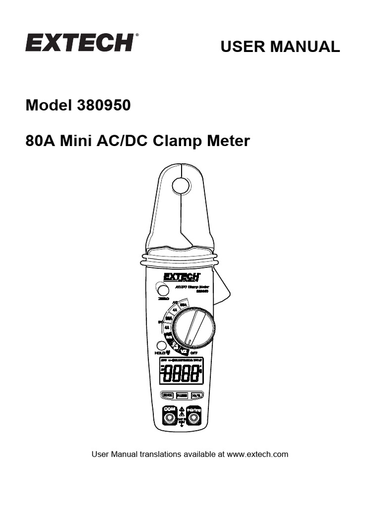 Extech 80A Mini Clamp Meter Manual | PDF | Alternating Current | Capacitor