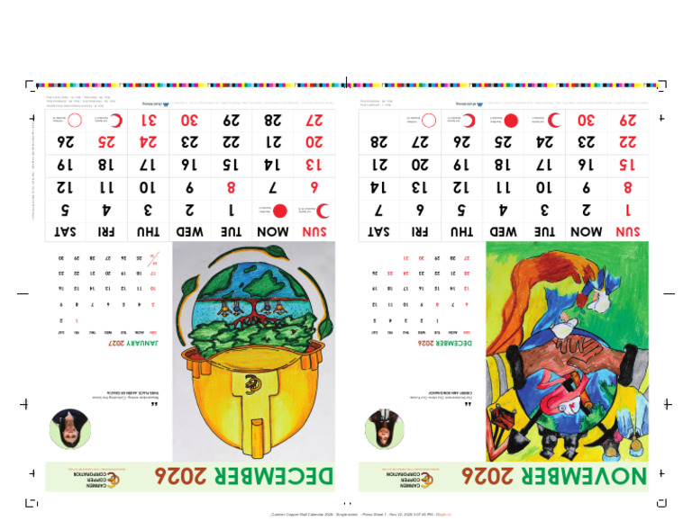 Carmen Copper 2026 Wall Calendar PDF Observances