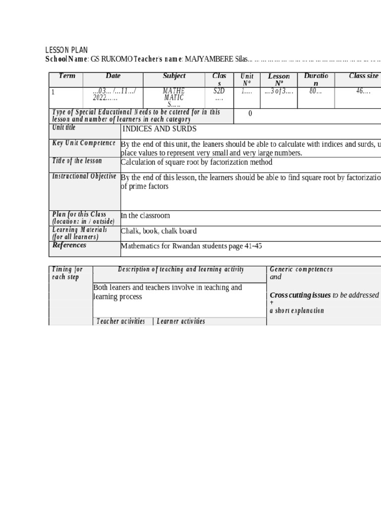 Lesson Plan | PDF