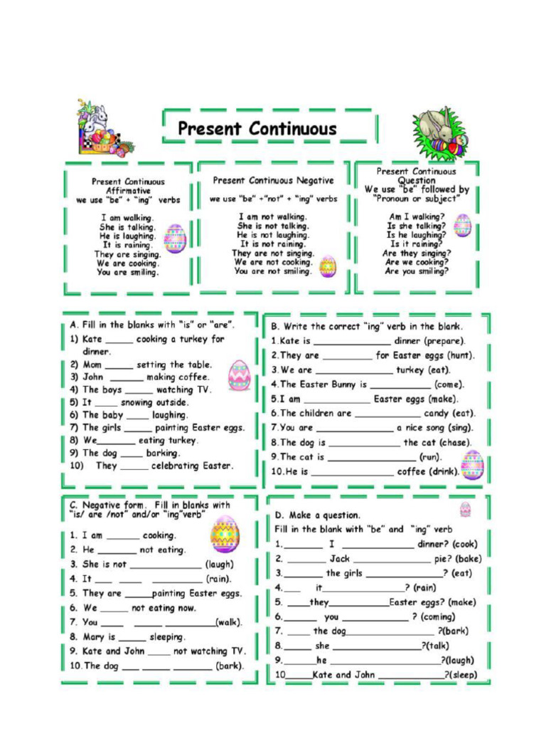 A2 Unit 4 Present Continuous 1 | PDF