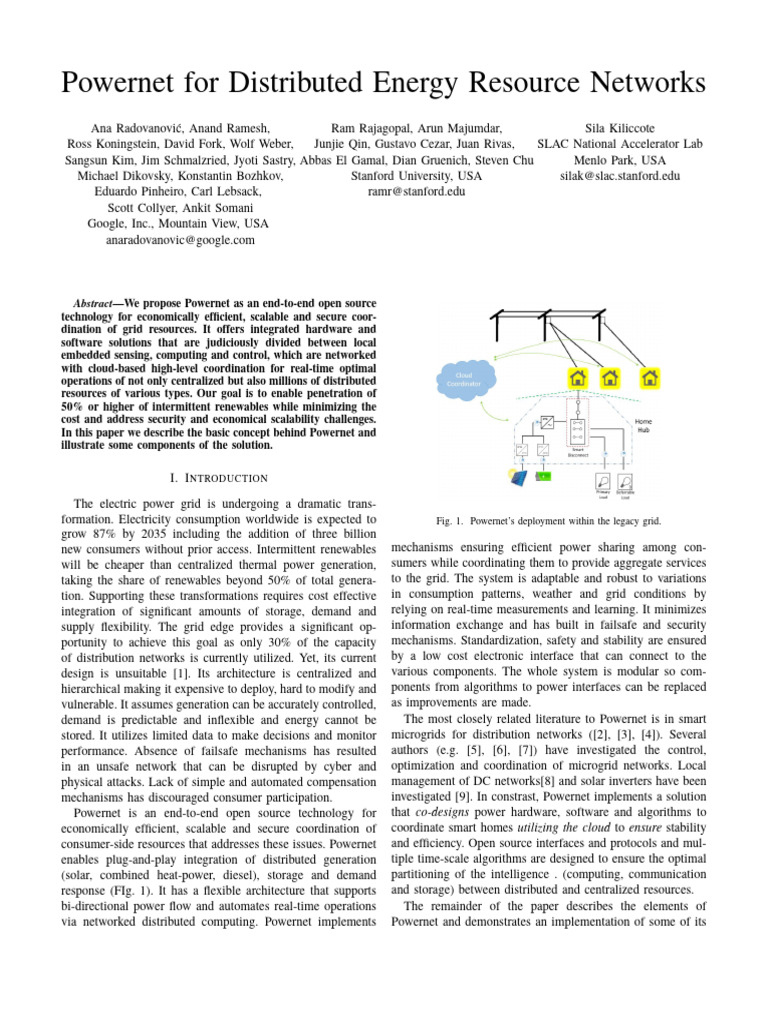 Powernet: Optimizing Distributed Energy Resources | PDF | Electricity ...