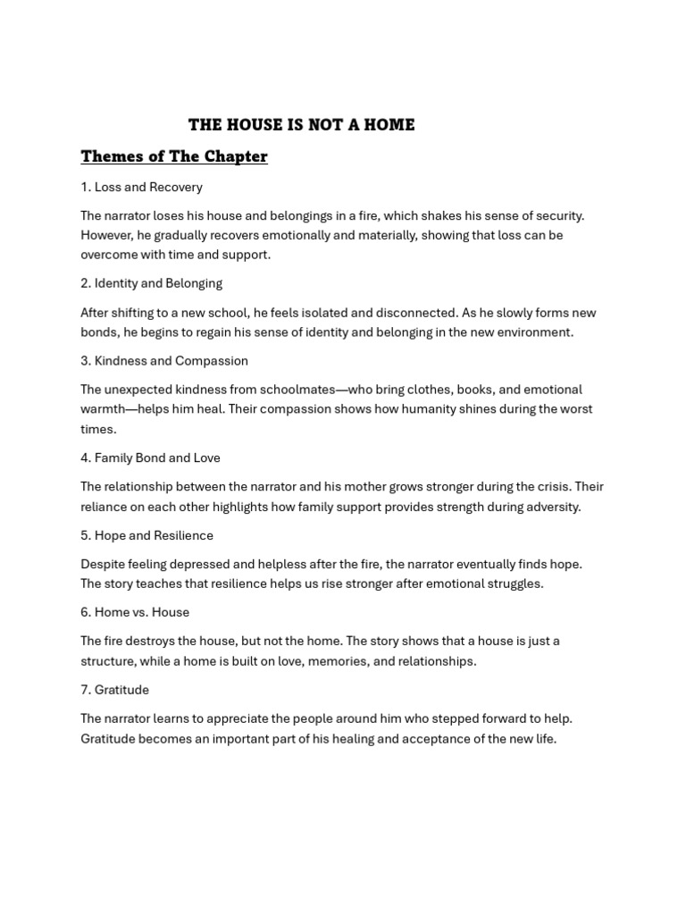 Theme of The House Isn't A Home PDF — free download