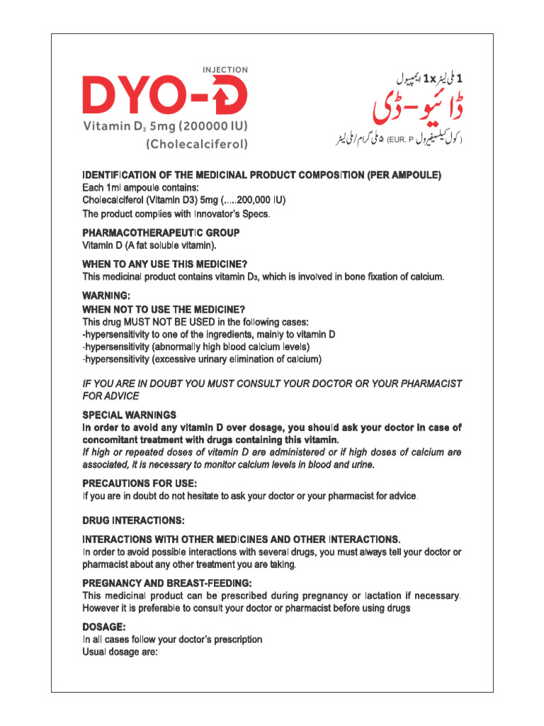 Vitamin D Injection 5mg Overview | PDF