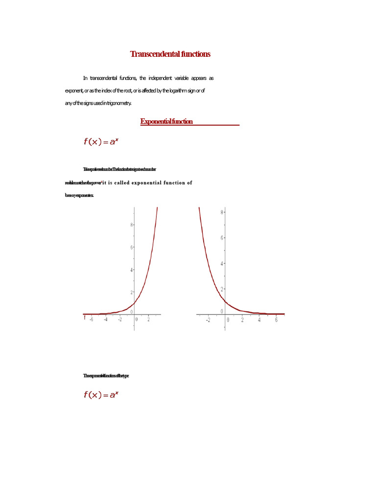 Transcendental Functions | PDF | Function (Mathematics) | Exponential ...
