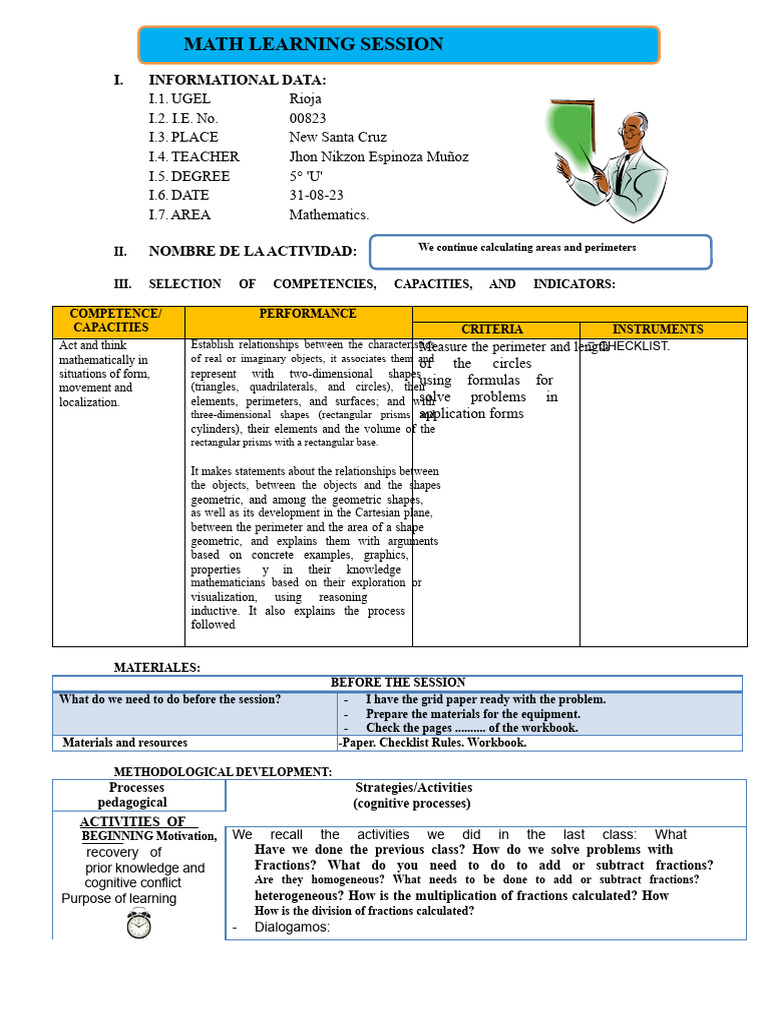 Math Session: Areas and Perimeters | PDF | Area | Rectangle