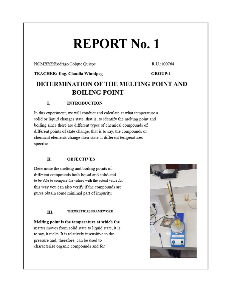 Melting and Boiling Point Determination | PDF | Melting Point | Liquids
