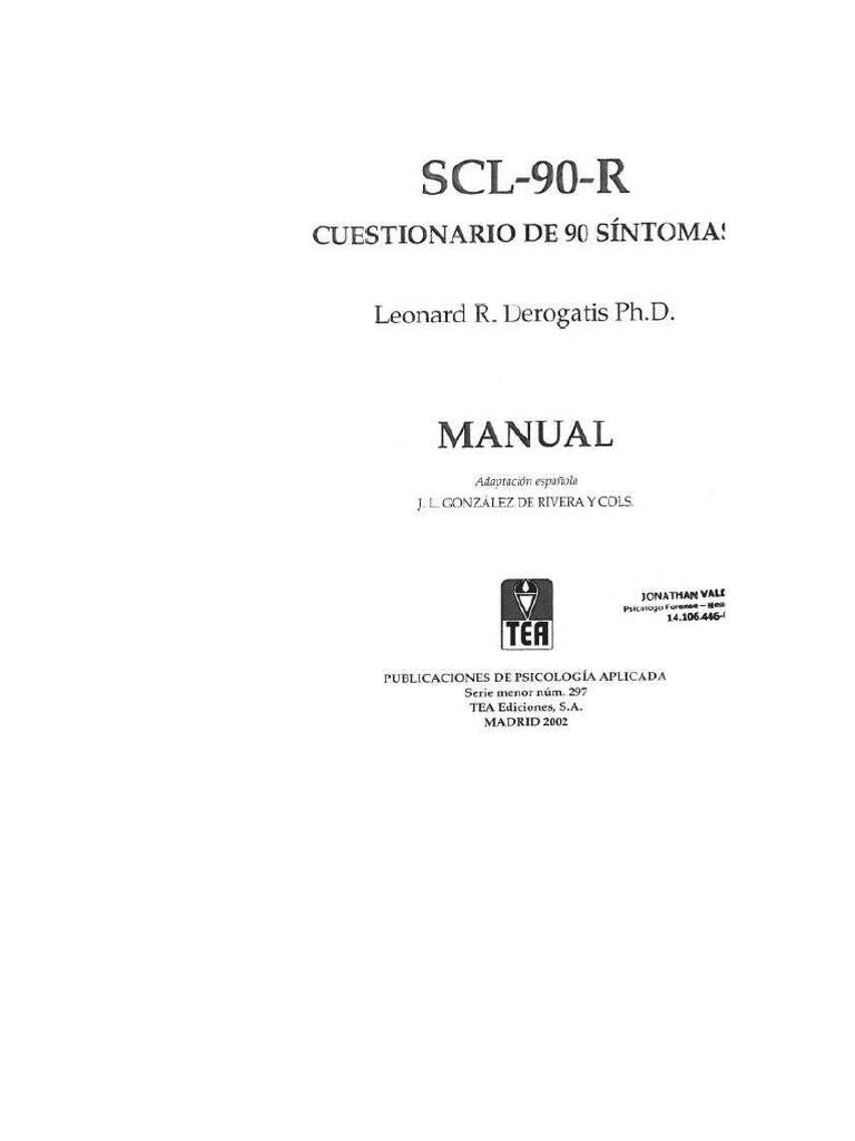 Avaliação de Sintomas Psicológicos SCL-90-R | PDF | Saúde mental