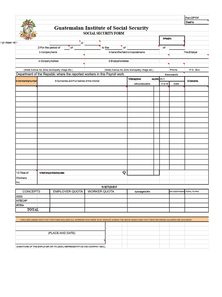 IGSS Form Format | PDF | Payroll | Employment