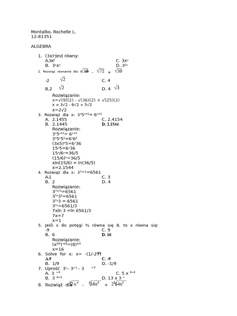Algebra | PDF