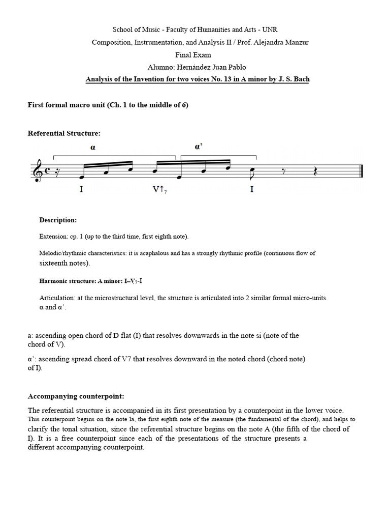 J.S. Bach Invention For 2 Voices No. 13 Analysis - J.P. Hernández ...