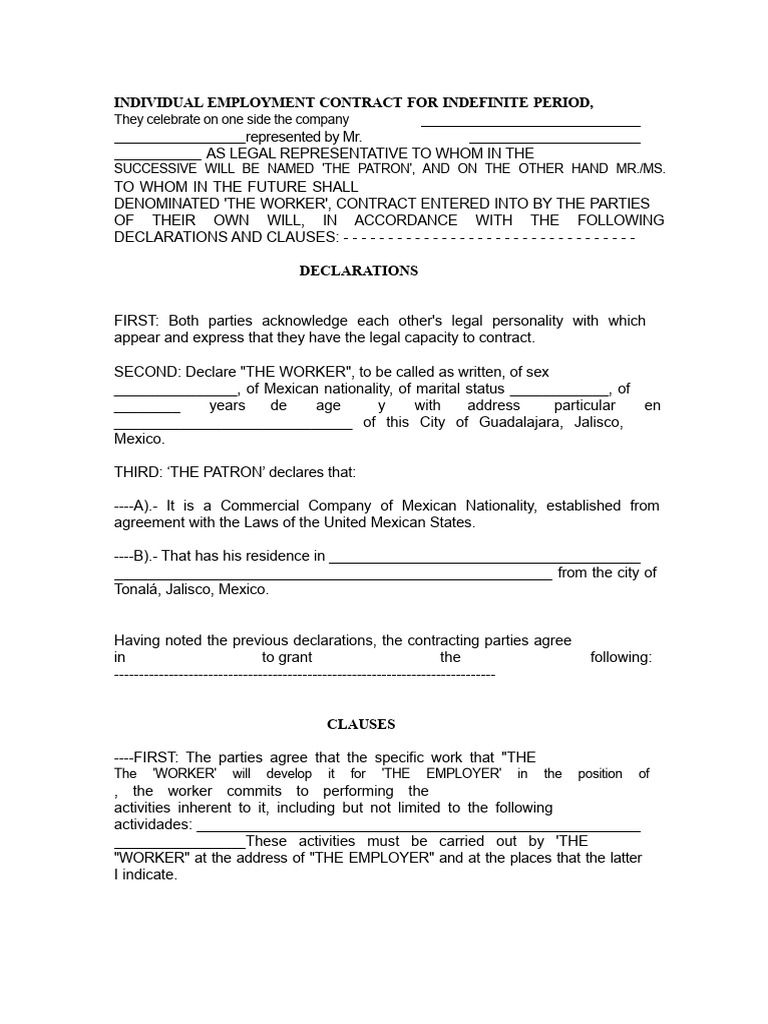 Individual Employment Contract | PDF | Employment | Labour Law