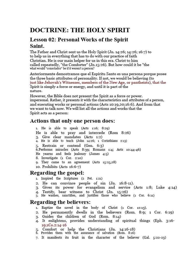 Personal Works of the Holy Spirit | PDF | Acts Of The Apostles | Baptism