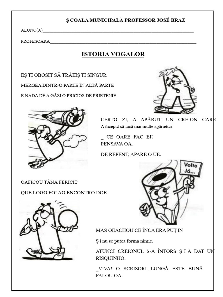 Istoria Vocalelor Și Matematicii Pentru Clasa Întâi | PDF