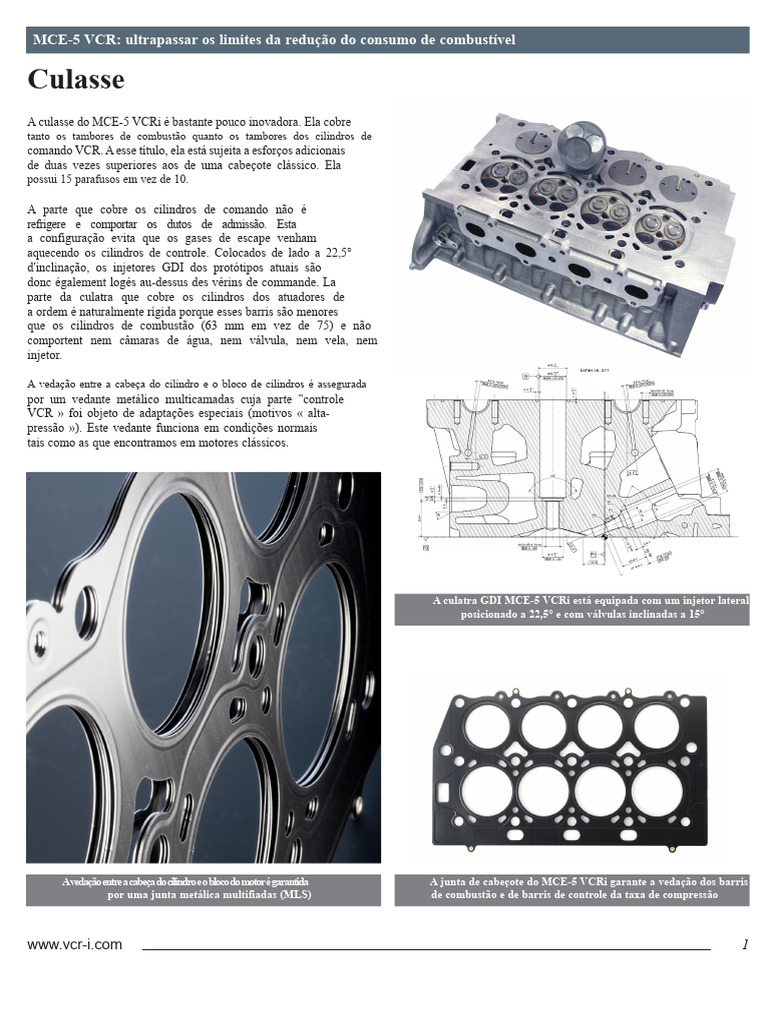Culasse MCE-5 VCRi: Inovação em Eficiência | PDF | Motores | Motor de ...