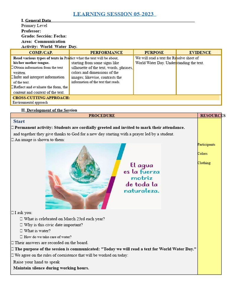 Learning Session - World Water Day | PDF | Information | Cognitive Science