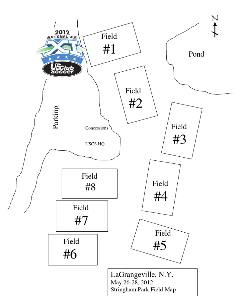 Map of Stringham Park in LaGrangeville, New York showing the locations