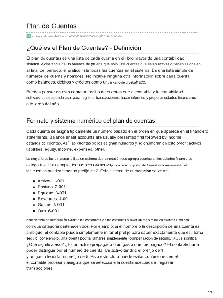 Guía del Plan de Cuentas en Contabilidad | PDF | Contabilidad | Estado ...
