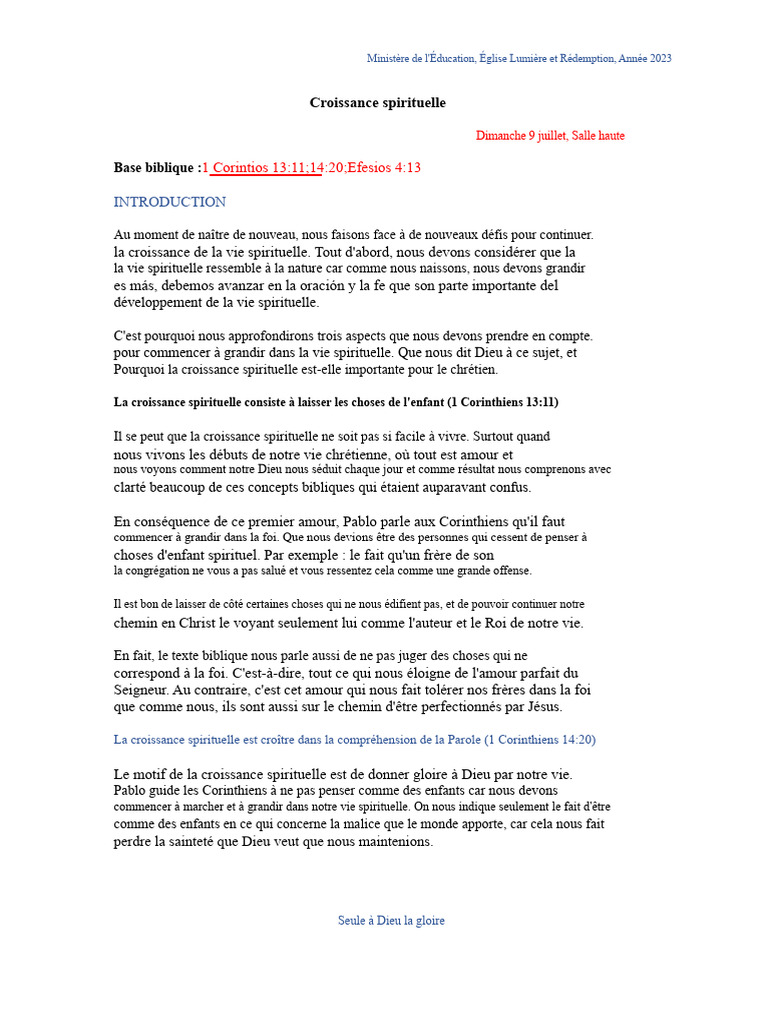 Croissance spirituelle chrétienne 2023 | PDF | Dieu | Jésus