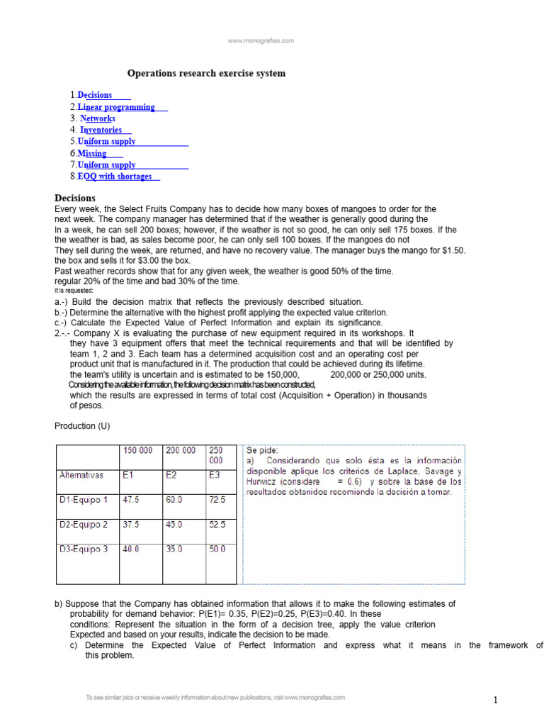 Operations Research Decision-Making Guide | PDF | Fertilizer | Profit ...