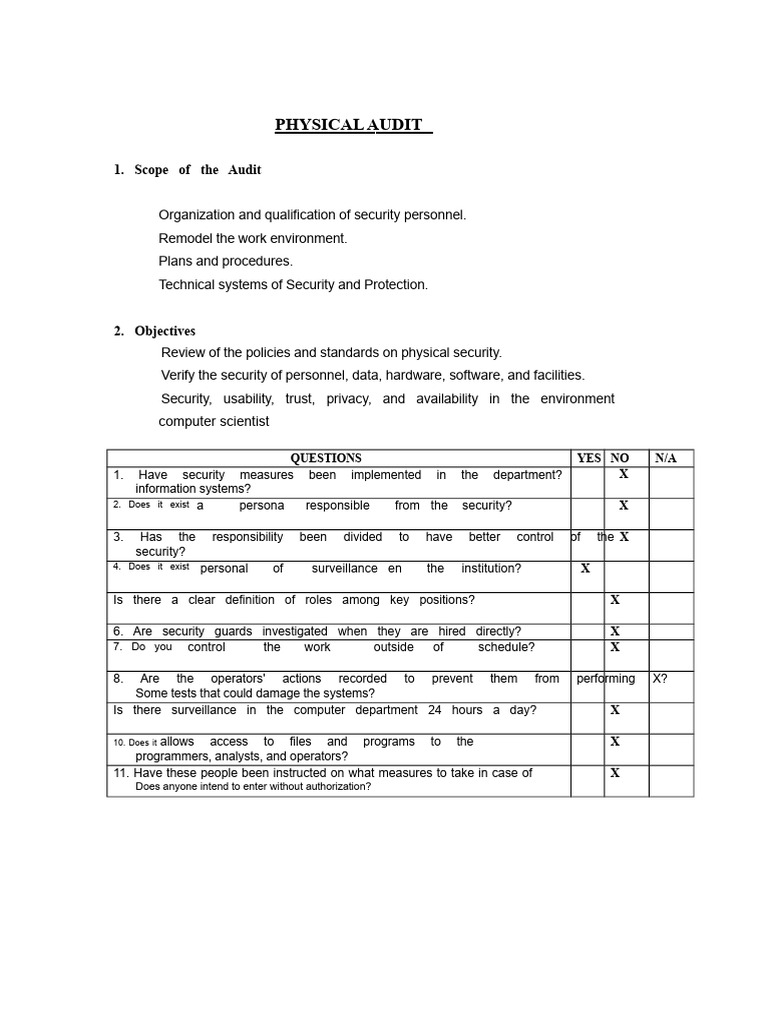 Physical Security Audit Checklist | PDF | Securities | Physical Security
