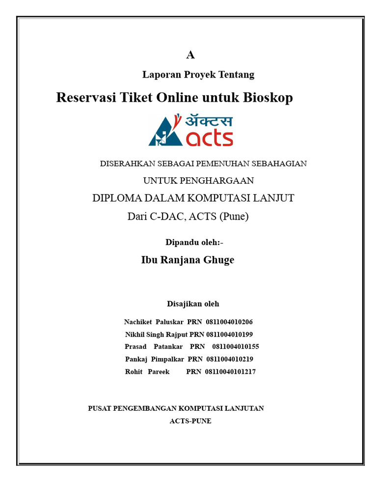 Sistem Reservasi Tiket Online Untuk Gedung Bioskop | PDF