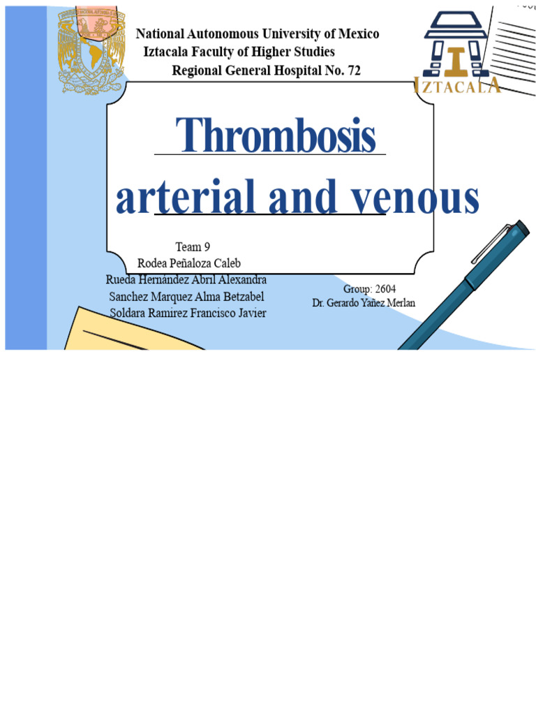 Arterial and Venous Thrombosis | PDF | Thrombosis | Vein