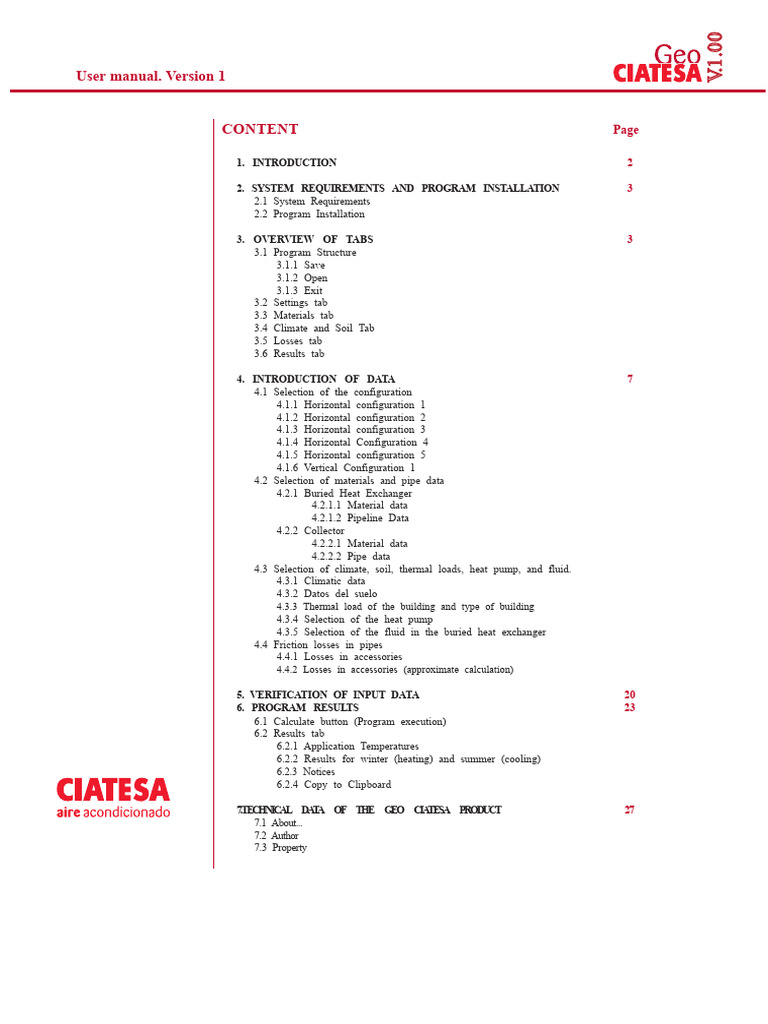 GEO CIATESA User Manual V1 | PDF | Heat Pump | Heat