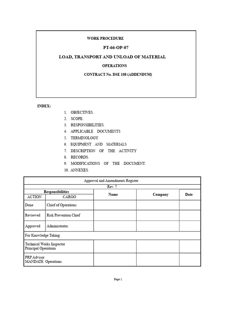 Loading, Transport, and Unloading of Material | PDF | Truck | Truck Driver