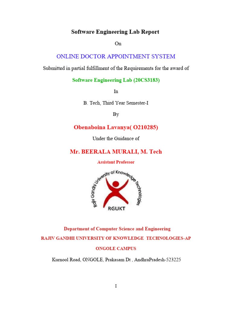 Online Doctor Appointment System: Software Engineering Lab Report | PDF ...