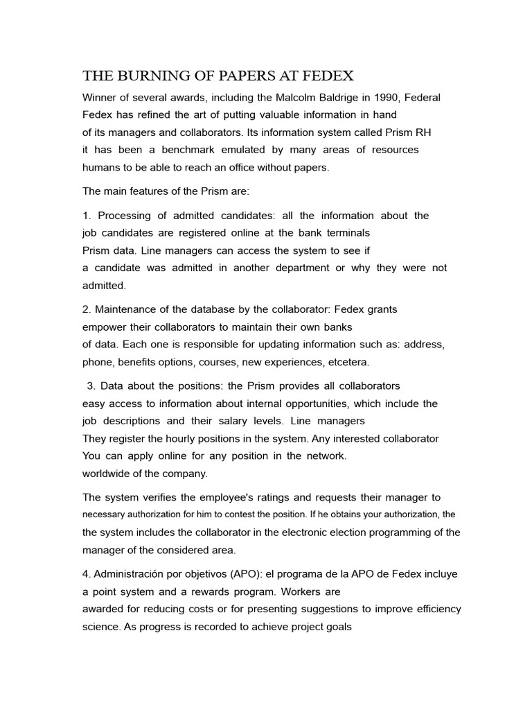 The Burning of Papers in Fedex | PDF