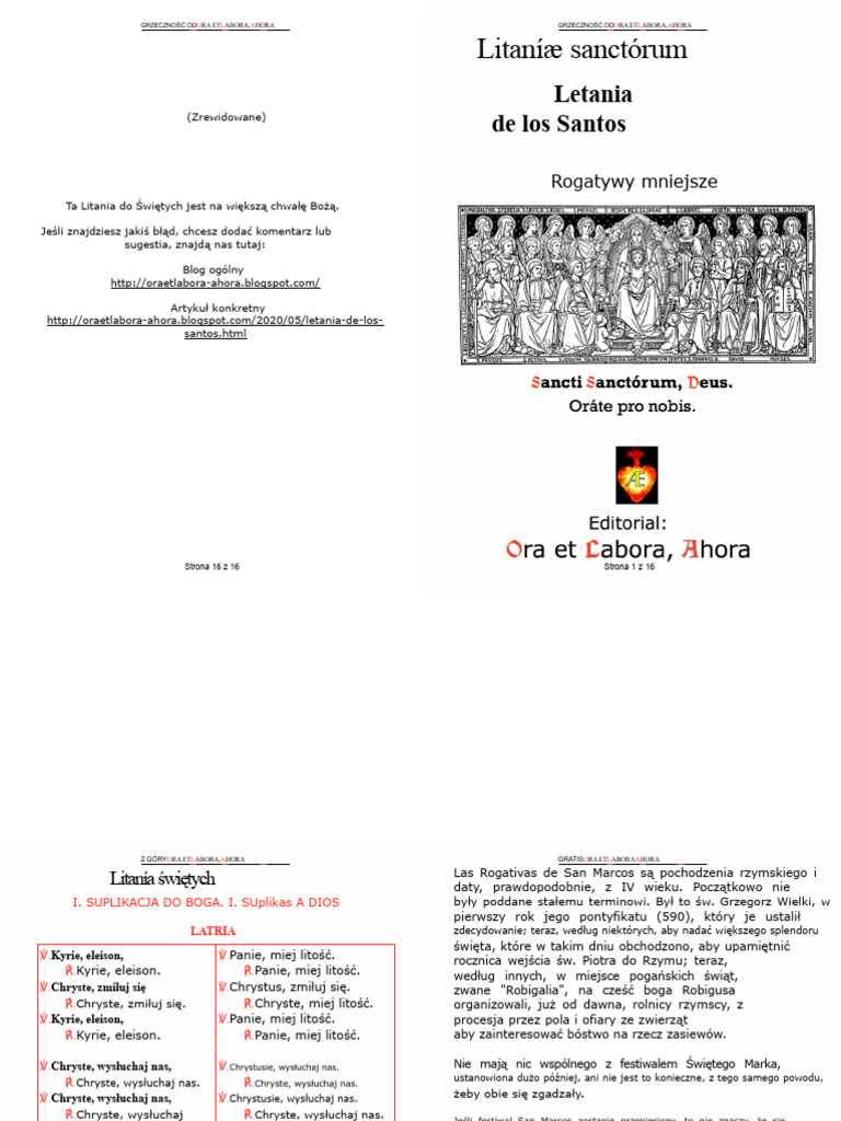 Letania Do Świętych - Łacina I Hiszpański - PDF Broszura | PDF