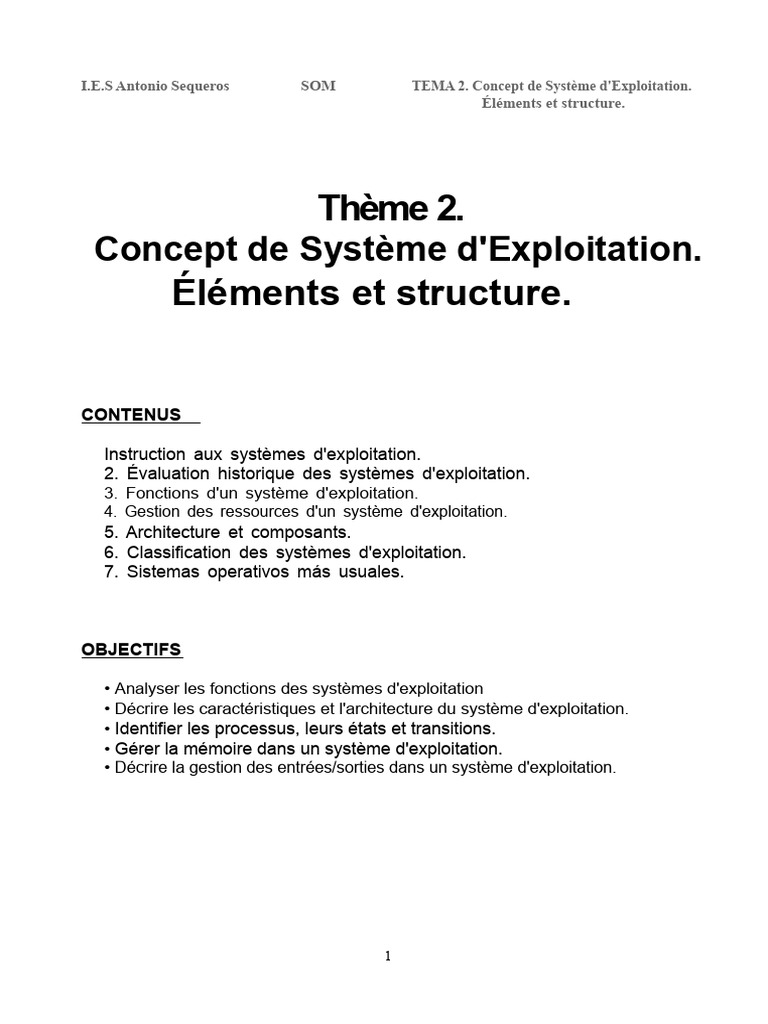 Système d'Exploitation : Concepts et Fonctions | PDF | Système d ...