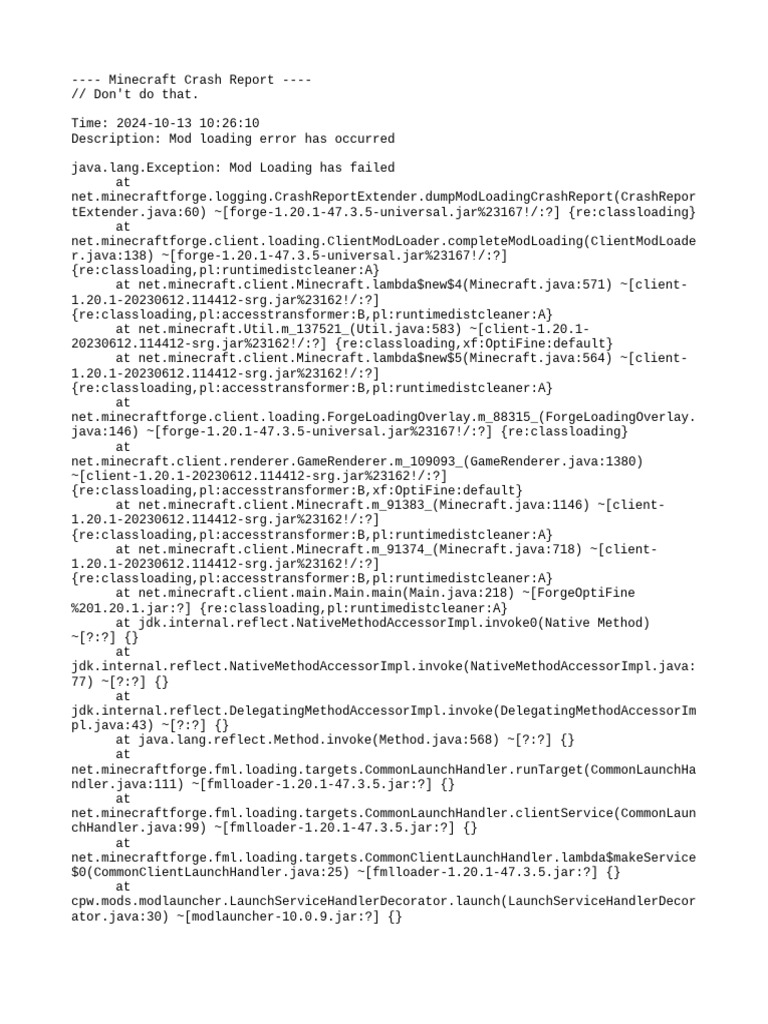 Minecraft Mod Loading Error Report | PDF | Central Processing Unit ...