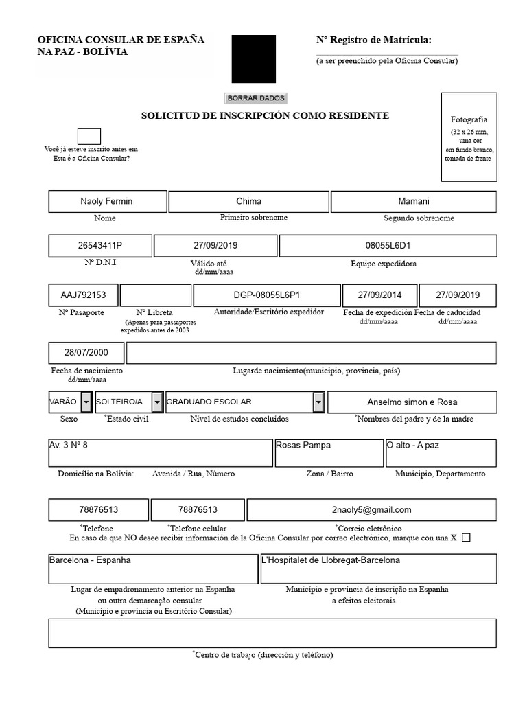 Inscrição Como Residente | PDF | Espanha