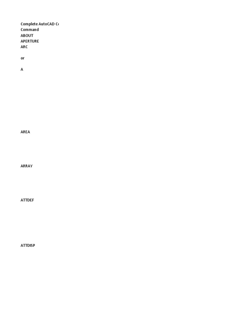 Essential AutoCAD Command List | PDF | Vertex (Geometry) | Circle
