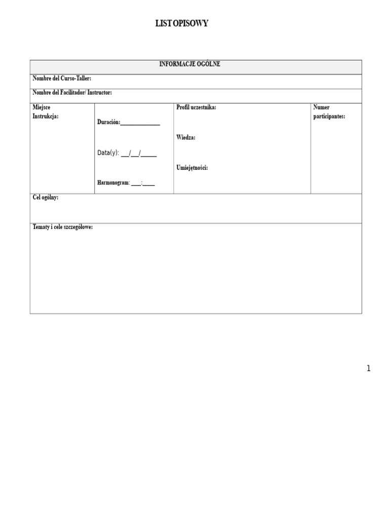 Format Opisu Listu | PDF