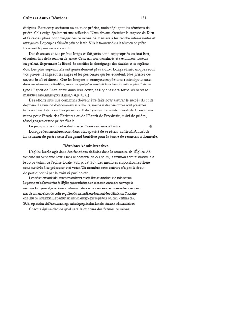 Réunions de Culte et Administration Église | PDF | Église chrétienne ...