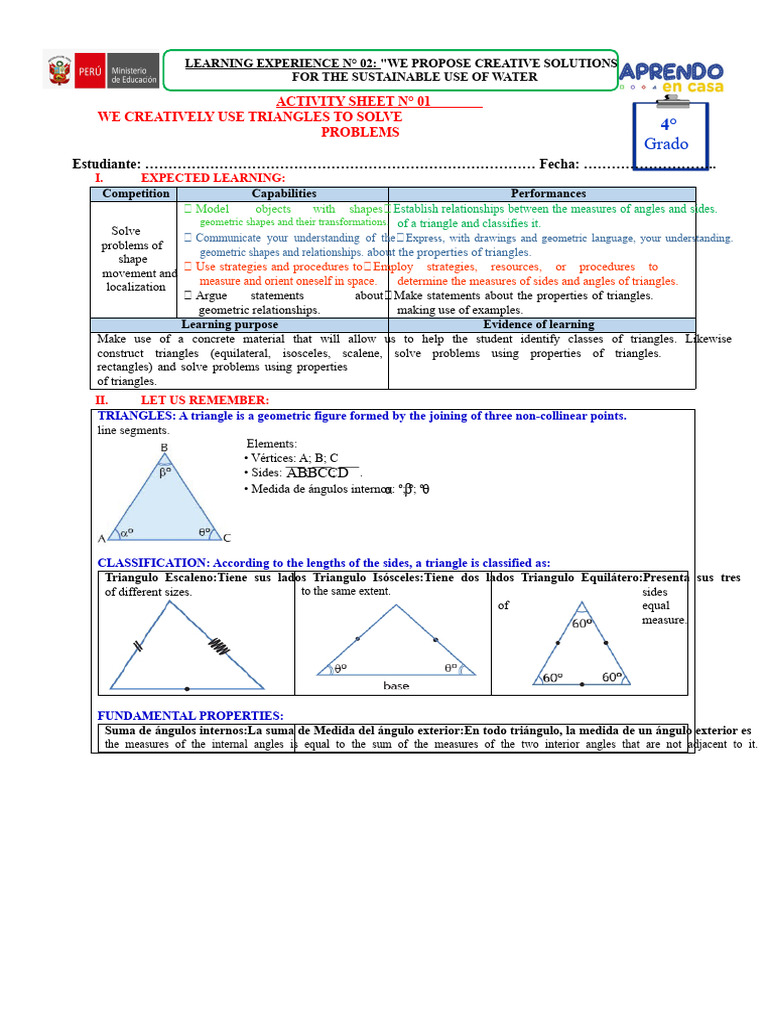 Sheet 1 - 4TH - Exp 2 | PDF | Triangle | Shape